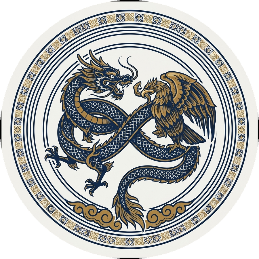 Emblema CEVICHIM: dragón y águila real entrelazados en símbolo de infinito